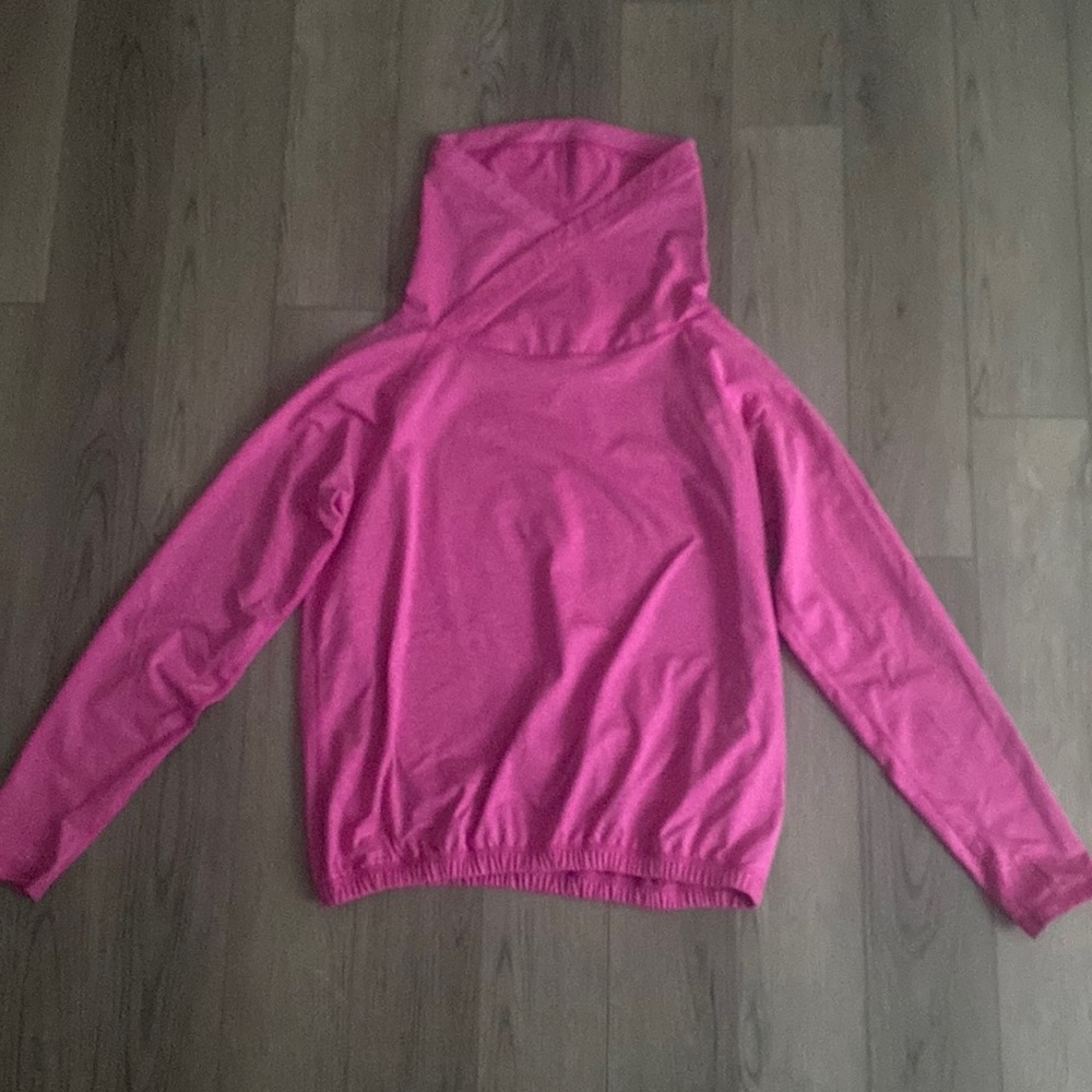 Women’s bright pink athleisure sweatshirt with high neck